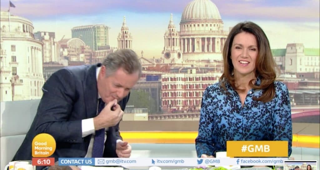 Grown man Piers Morgan spits Percy Pigs out live on air because they are vegetarian