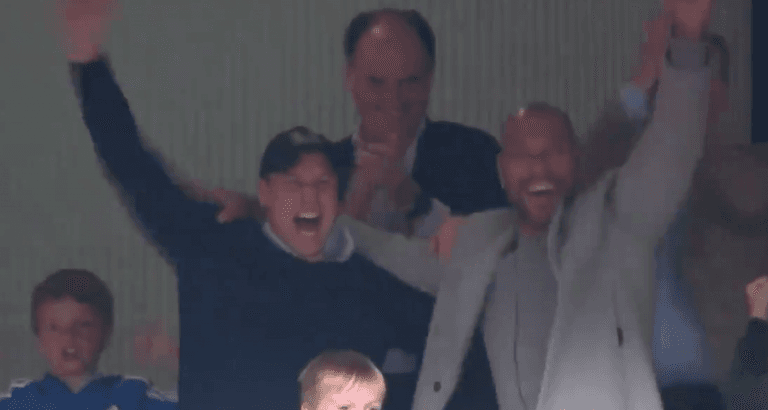 Prince William celebrates with John Carew as Aston Villa clinch promotion