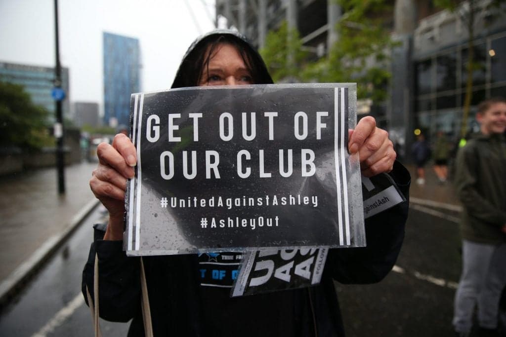 Newcastle fans protest Mike Ashley’s ownership of club