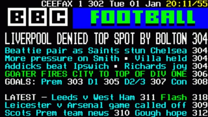 The beauty of football on Ceefax