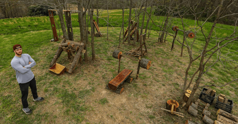 This man built a wooden gym in his back garden to keep fit during lockdown