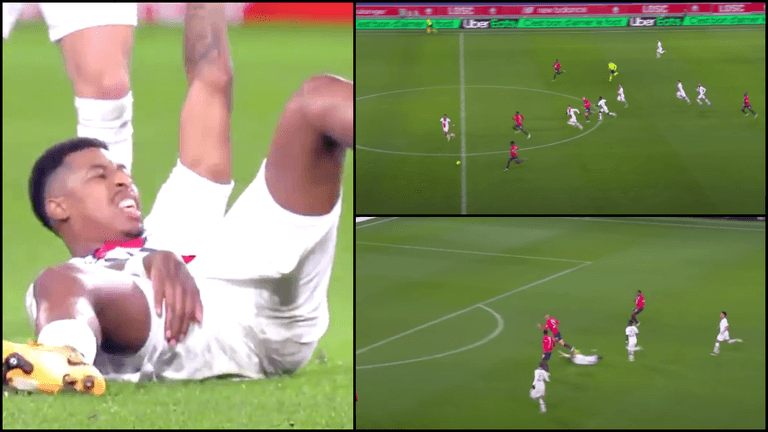 Presnel Kimpembe makes last ditch tackle after pulling hamstring to prevent certain goal Presnel Kimpembe makes last ditch tackle after pulling hamstring to prevent certain goal