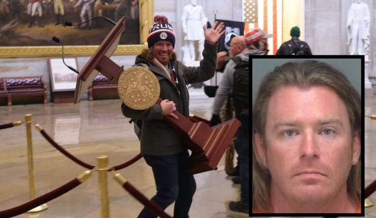 Man pictured stealing Nancy Pelosi’s podium has been arrested in Florida Man pictured stealing Nancy Pelosi’s podium has been arrested in Florida