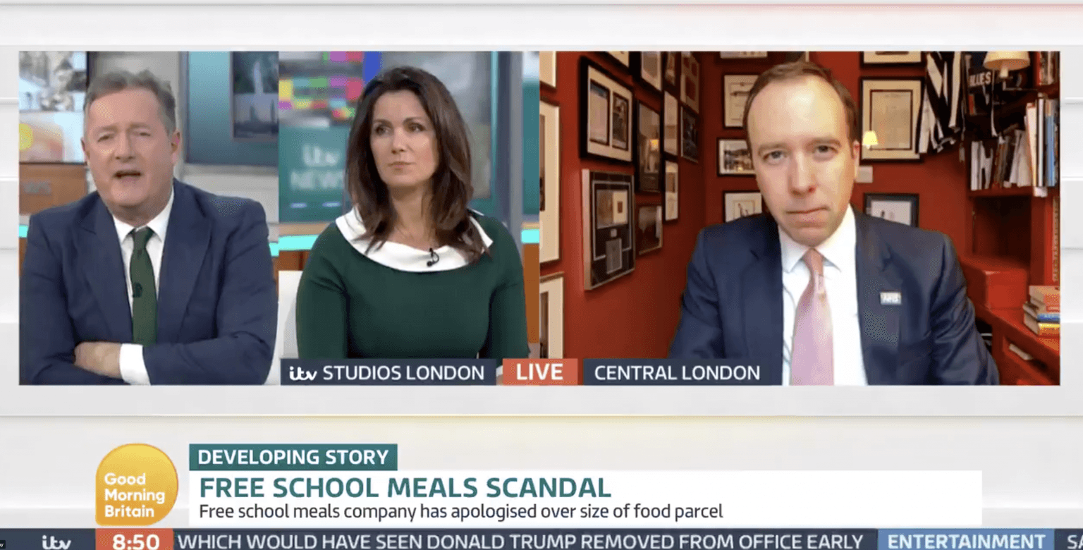 Piers Morgan challenges Matt Hancock on why he voted against free school meals
