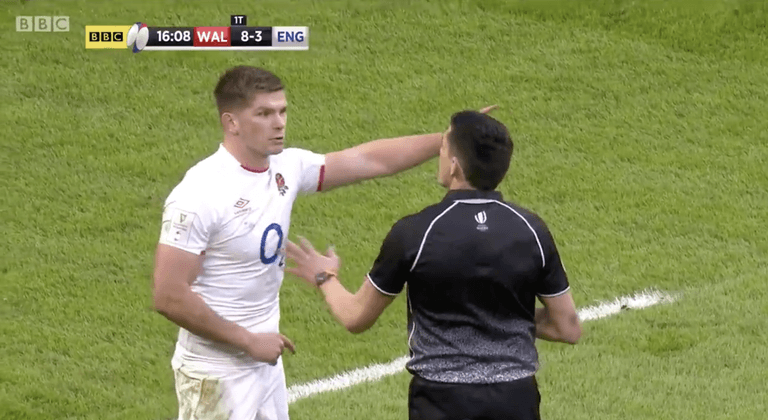 Owen Farrell rages at referee Pascal Gauzere as Wales catch England sleeping Owen Farrell rages at referee Pascal Gauzere as Wales catch England sleeping