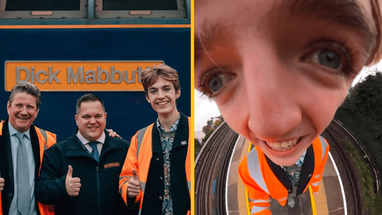 Trainspotting treasure Francis Bourgeois finally gets to ride Dick Mabbutt train Trainspotting treasure Francis Bourgeois finally gets to ride Dick Mabbutt train