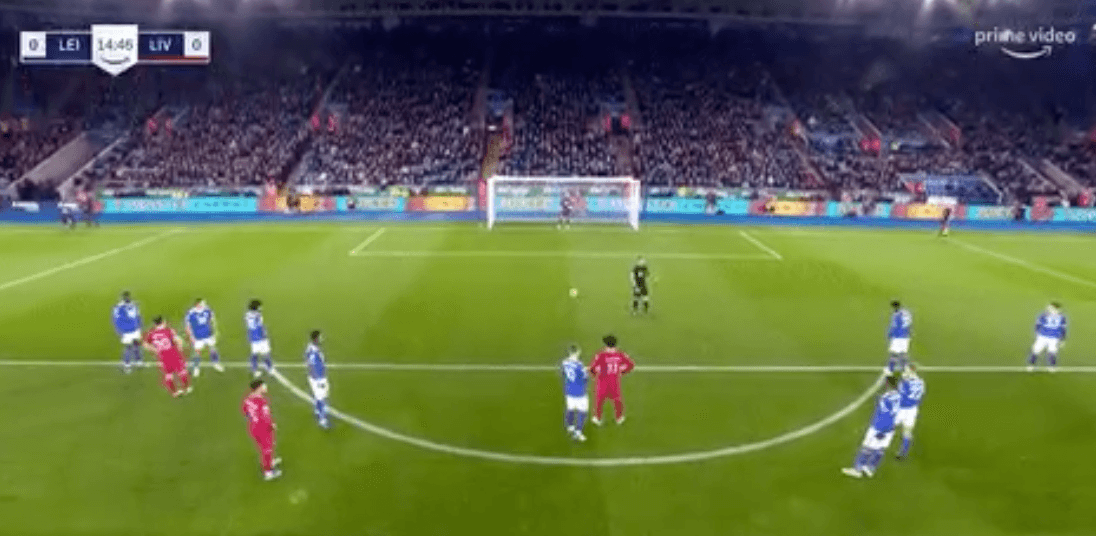 James Maddison seen ‘psyching out’ Mohamed Salah before penalty miss