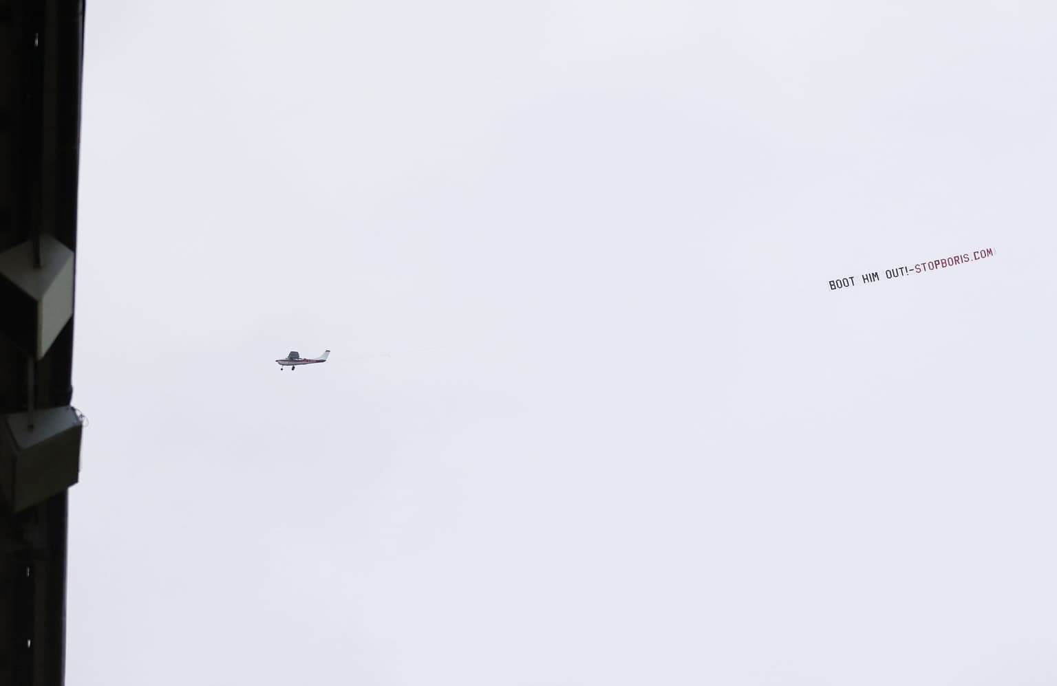 ‘Stop Boris’ banner flown over Old Trafford during Man United game