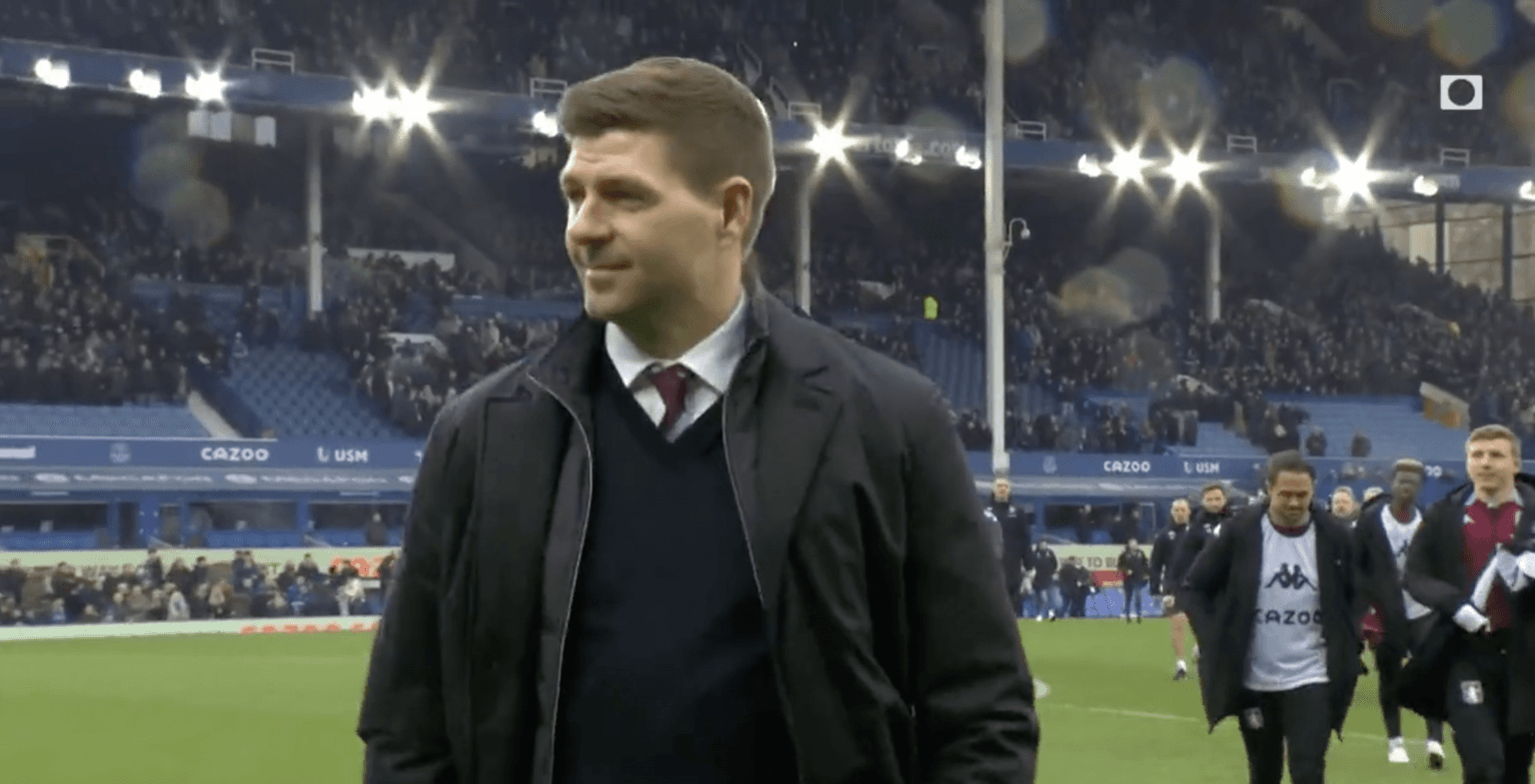 Steven Gerrard stares down Everton fans as Villa win at Goodison Park