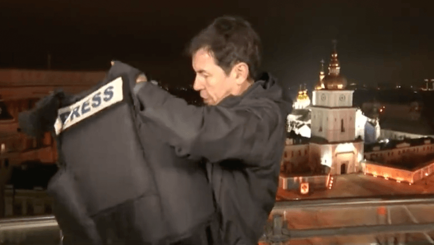 Reporters in Ukraine interrupted by explosions and missiles overhead