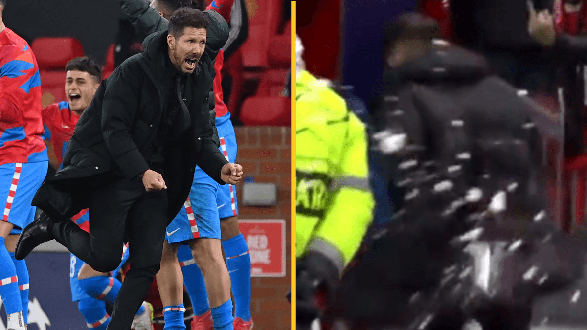 Diego Simeone struck by bottles from Man United crowd after Champions League win