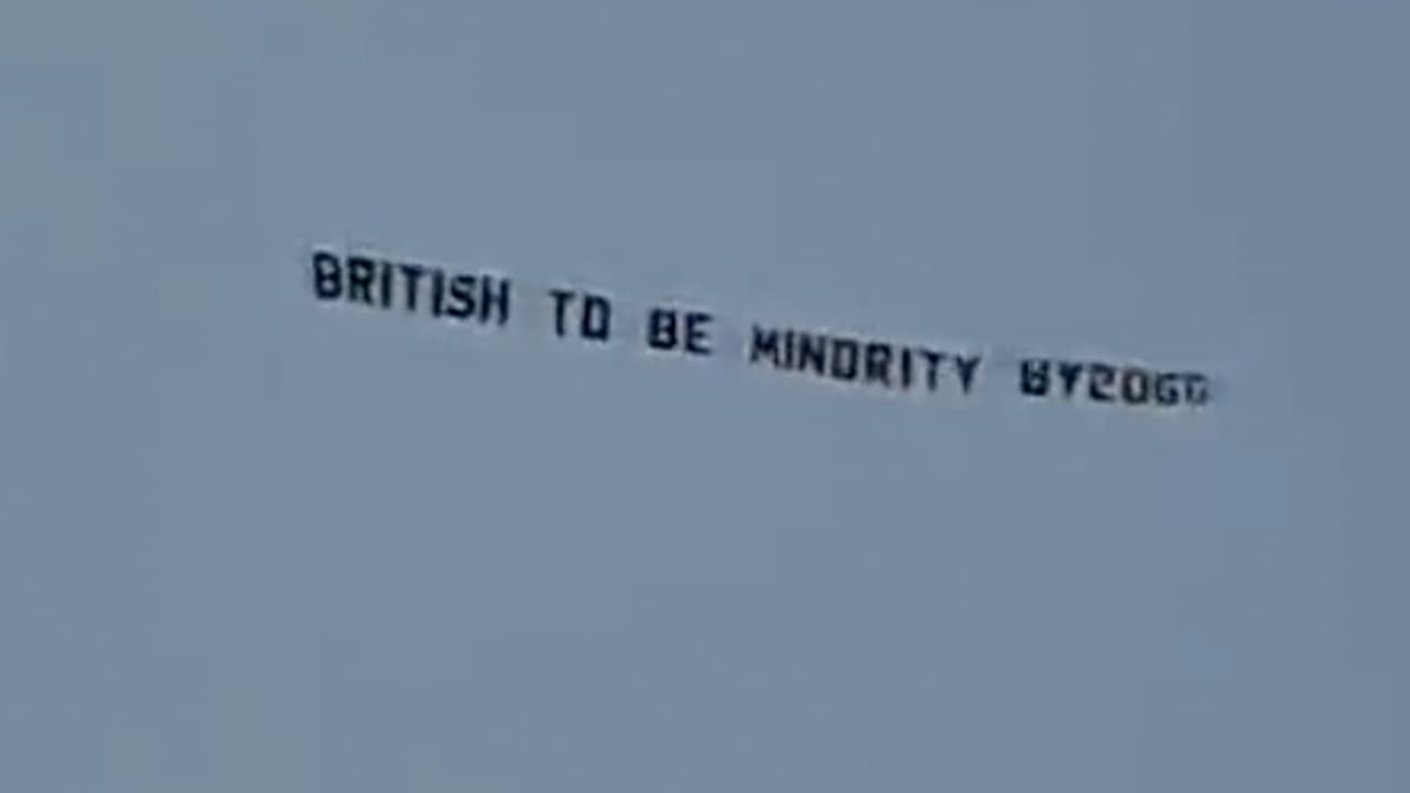 Plane flies over Man City vs Liverpool match with ‘British to be minority’ banner