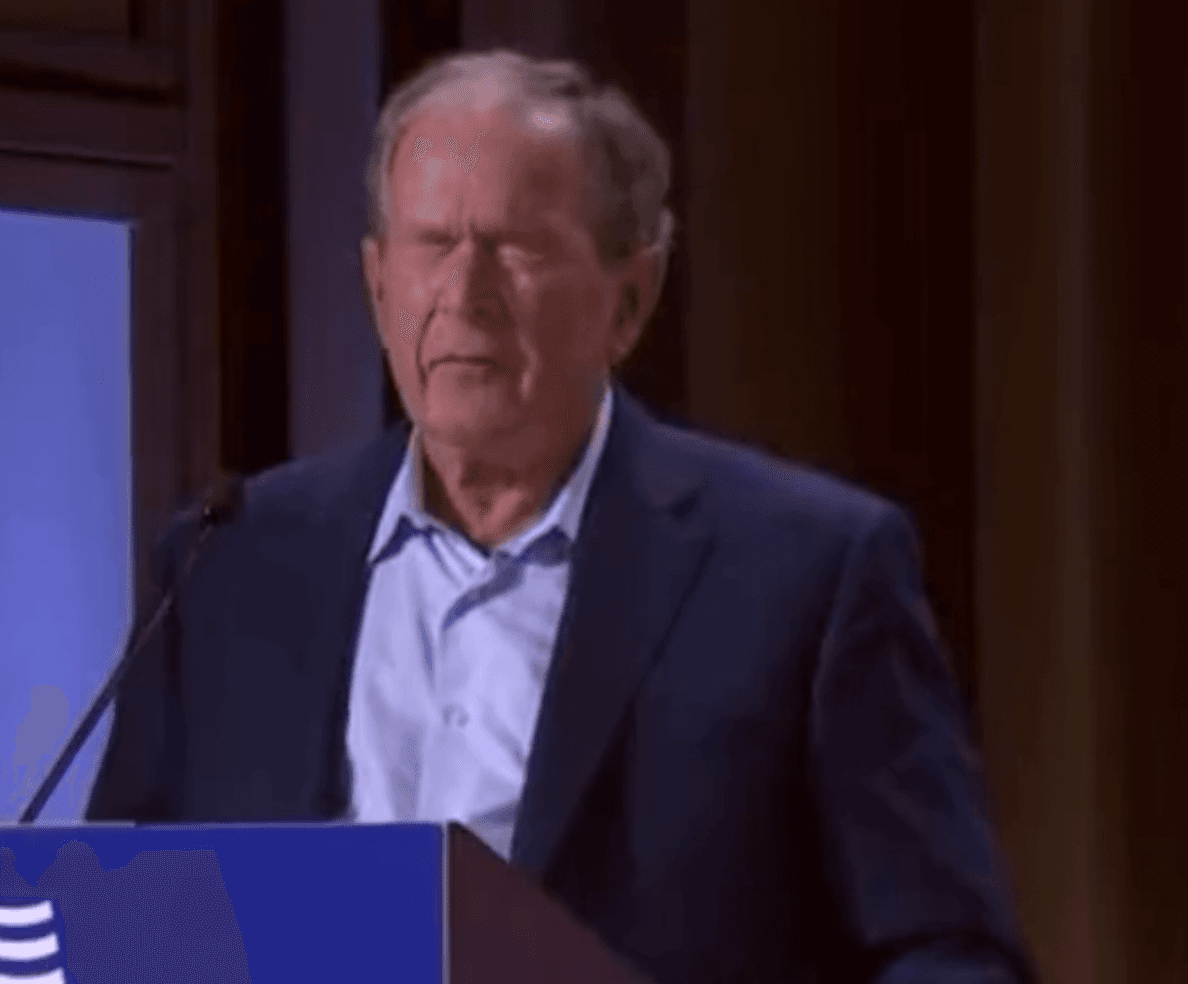 Moment George W Bush accidentally condemns his own ‘brutal Iraq invasion’ instead of Ukraine