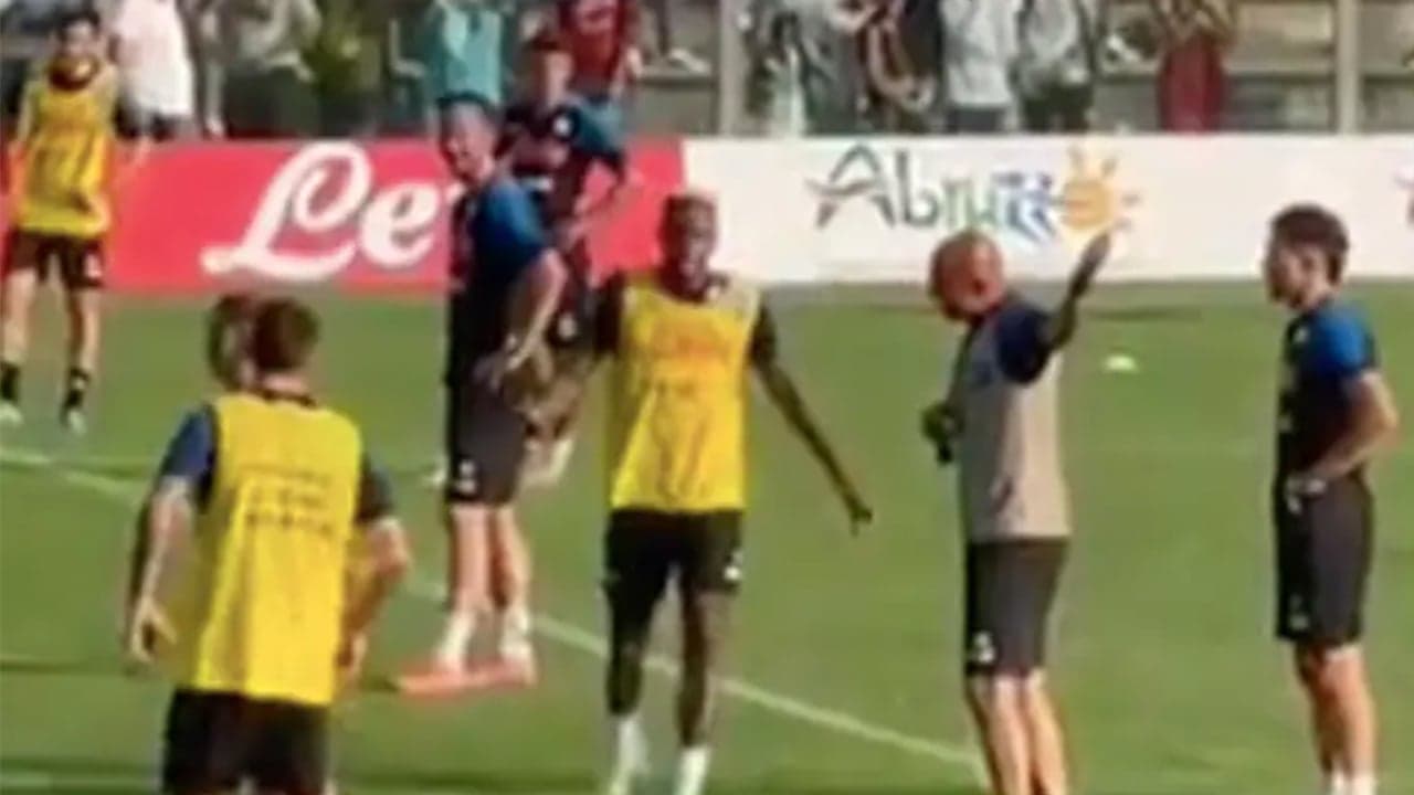 Victor Osimhen ejected from Napoli open training in awkward scenes