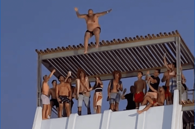 Man shows aftermath of crazy waterslide jump which went viral
