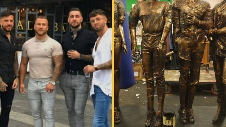 Four lads in jeans have been immortalised with statue so we can remember them forever Four lads in jeans have been immortalised with statue so we can remember them forever