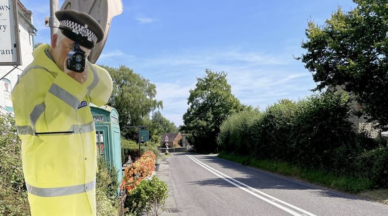 Police deploy cardboard cut-outs on country roads to deter speeding drivers Police deploy cardboard cut-outs on country roads to deter speeding drivers