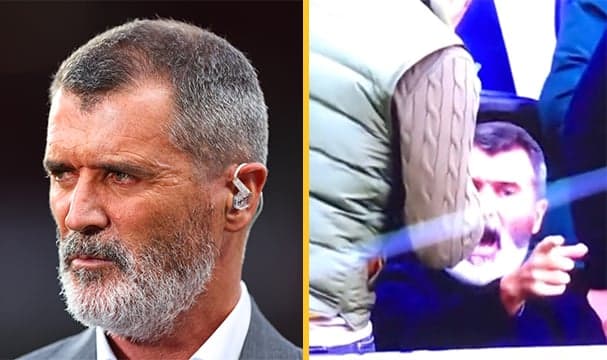 Grumpy Roy Keane unimpressed by fan interrupting him at NFL London Grumpy Roy Keane unimpressed by fan interrupting him at NFL London