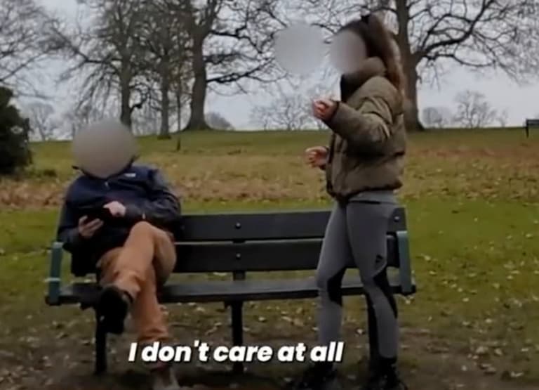 Influencer incensed after man in park refuses to move from bench for her livestream Influencer incensed after man in park refuses to move from bench for her livestream