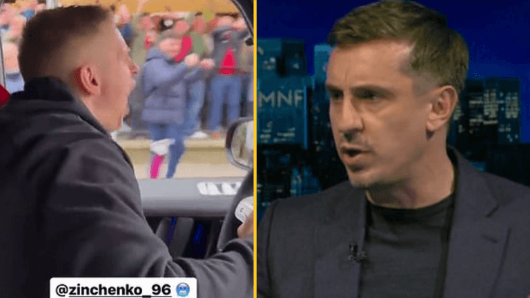 Gary Neville accuses Oleksandr Zinchenko of over-celebrating’ in title race Gary Neville accuses Oleksandr Zinchenko of over-celebrating’ in title race