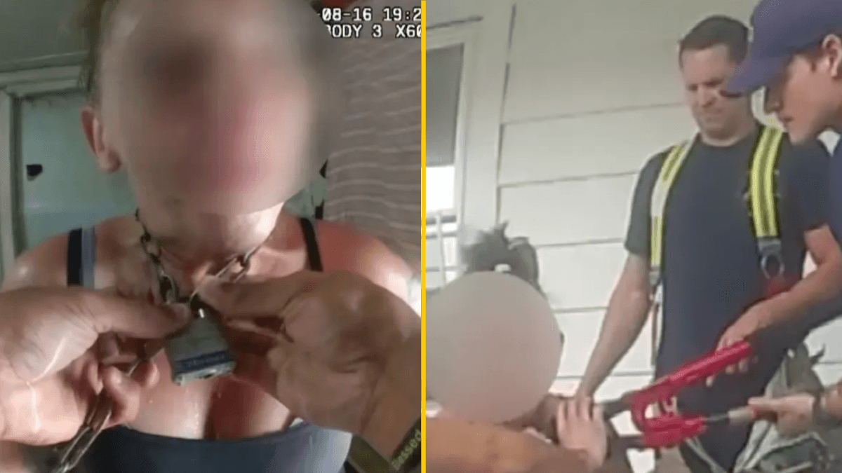 Woman found chained to the floor with padlock around her neck