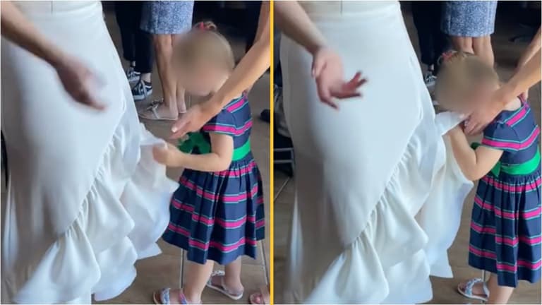 People call for child-free weddings after toddler wipes their face on bride’s dress People call for child-free weddings after toddler wipes their face on bride’s dress