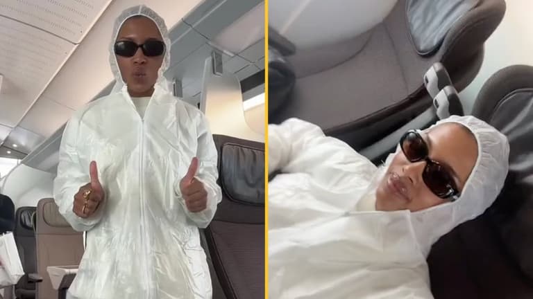 Woman wears full hazmat suit on Eurostar to beat bedbugs Woman wears full hazmat suit on Eurostar to beat bedbugs