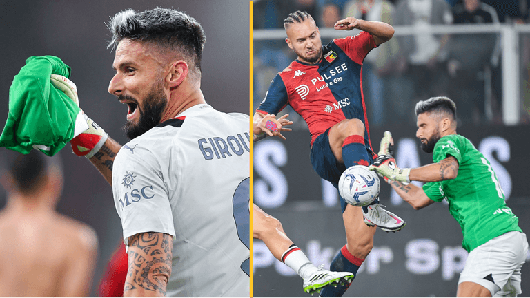 Olivier Giroud goes in net for AC Milan and pulls off crucial save in the 104th minute Olivier Giroud goes in net for AC Milan and pulls off crucial save in the 104th minute
