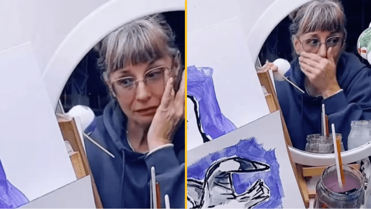 Woman reduced to tears as 400 people tune in to watch her paint on livestream