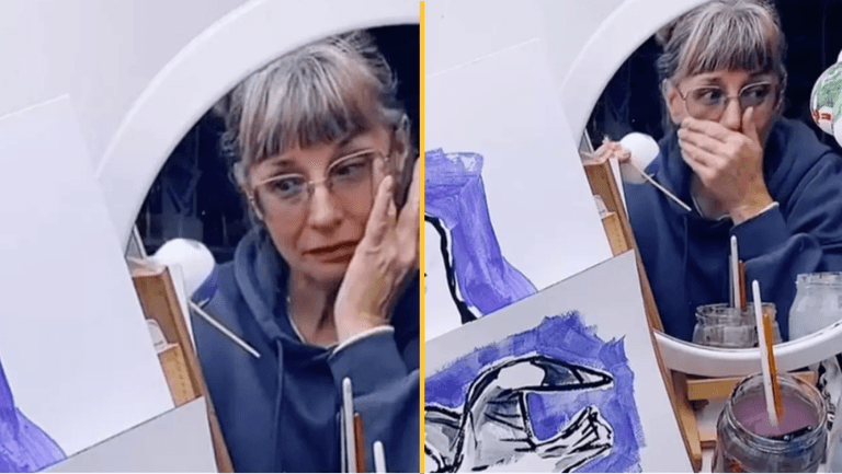 Woman reduced to tears as 400 people tune in to watch her paint on livestream Woman reduced to tears as 400 people tune in to watch her paint on livestream