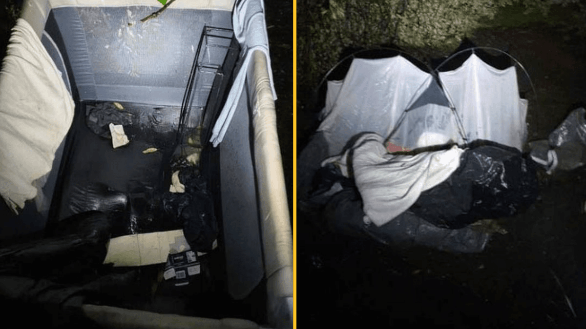 Hunt launched for couple and baby ‘sleeping rough’ as tent found with cot inside