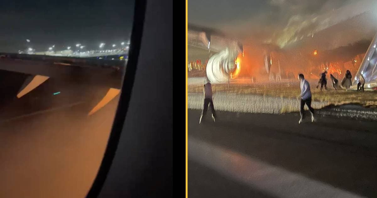 Terrifying footage emerges from inside Japan Airlines plane crash