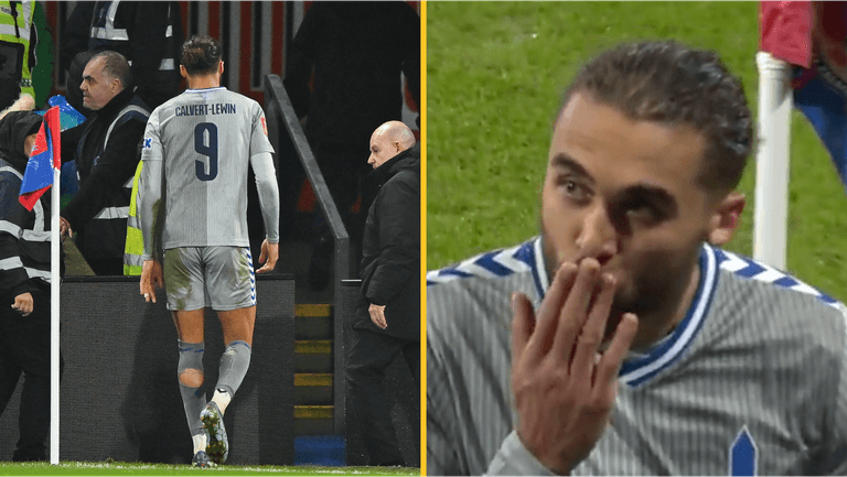 Dominic Calvert-Lewin blows a kiss to Crystal Palace fans after being sent off in FA Cup clash Dominic Calvert-Lewin blows a kiss to Crystal Palace fans after being sent off in FA Cup clash