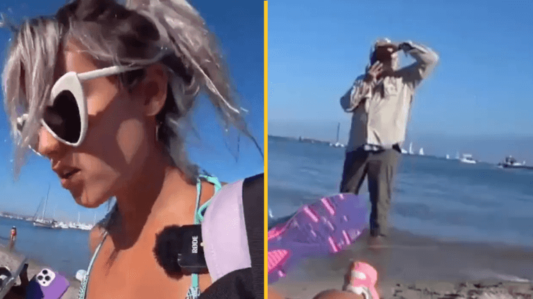 Twitch streamer shocked after catching older man filming her on beach Twitch streamer shocked after catching older man filming her on beach