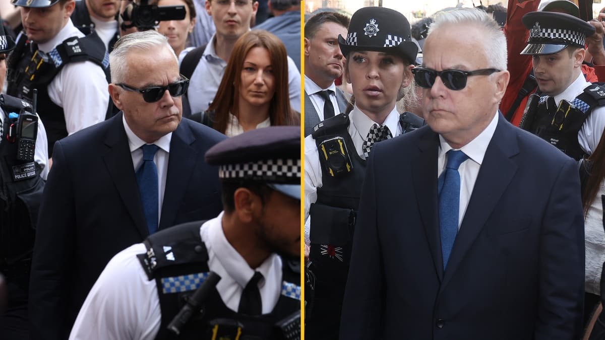 Huw Edwards arrives in court after being charged with making indecent images of children