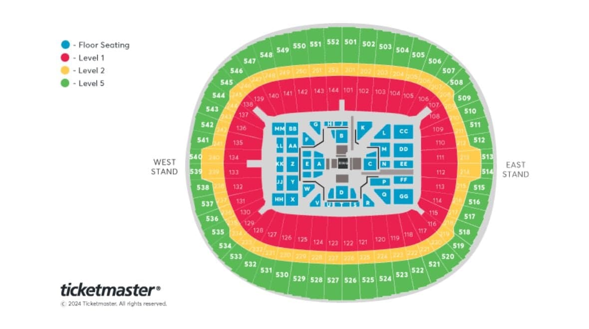 Wembley Stadium seating plan for Usyk vs Dubois.