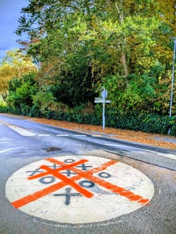 People are playing naughts and crosses on St George’s cross roundabouts