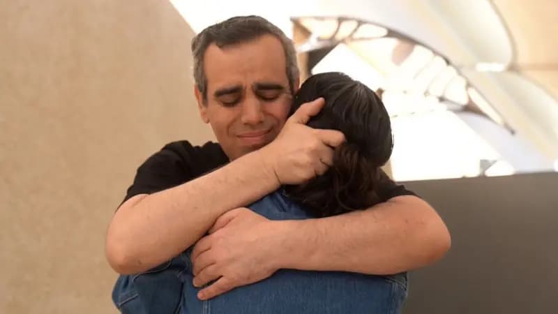 Emotional moment Israeli hostage breaks down as he’s reunited with family