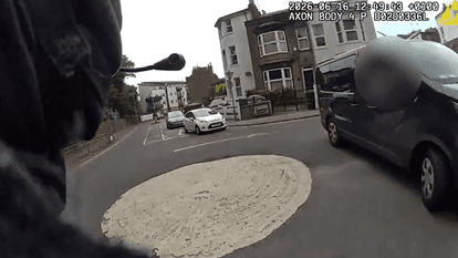 Watch incredible moment van driver helps armed police catch suspect