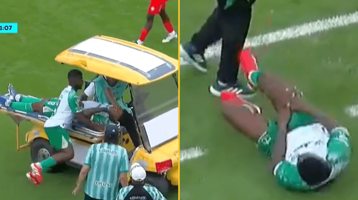 WATCH: Comical moment footballer is run over by his own medical team