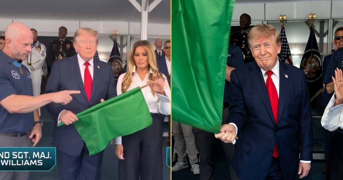 Donald Trump mocked for not knowing how to wave a flag