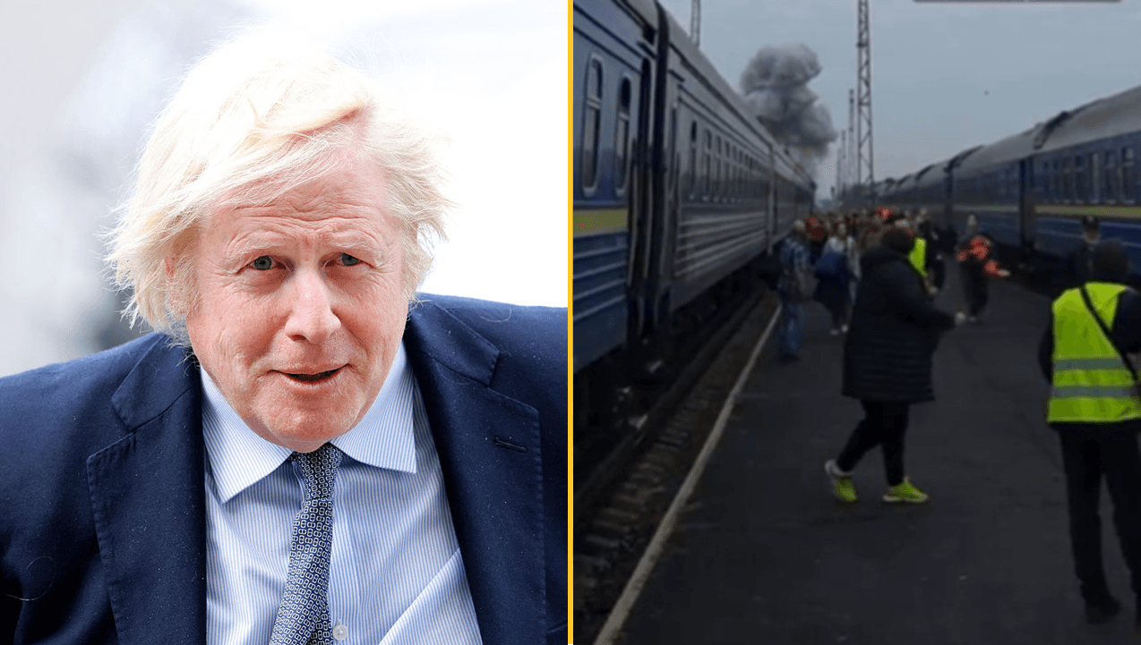 WATCH: Moment Russian drone strikes close to Boris Johnson’s train in Ukraine