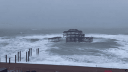 Historic pier partially collapses into sea as Storm Austen batters UK