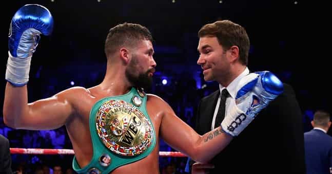 Eddie Hearn reacts to footage of Tony Bellew headbutting him Eddie Hearn reacts to footage of Tony Bellew headbutting him