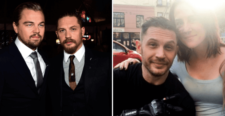 Tom Hardy shows off embarrassing tattoo after he loses bet with Leonardo Di Caprio Tom Hardy shows off embarrassing tattoo after he loses bet with Leonardo Di Caprio