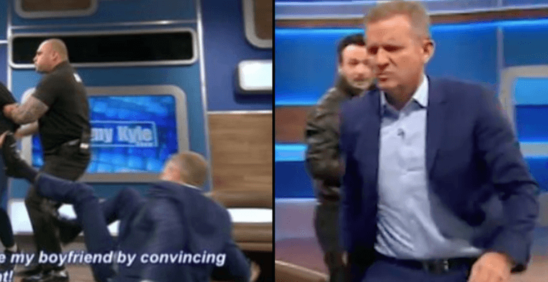 Jeremy Kyle floored during fight with guest over lie detector result Jeremy Kyle floored during fight with guest over lie detector result