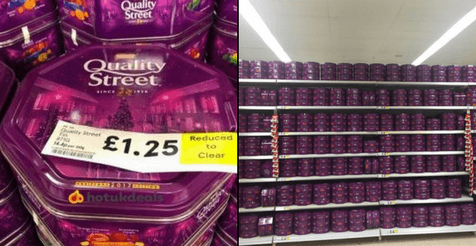 Tesco are selling huge tins of Quality Street for just £1.25 Tesco are selling huge tins of Quality Street for just £1.25