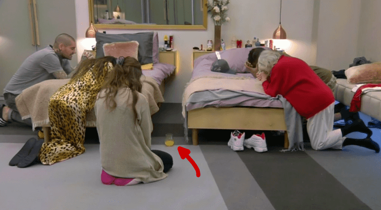 The housemates worshipped a glass of juice on last night’s Celebrity Big Brother The housemates worshipped a glass of juice on last night’s Celebrity Big Brother
