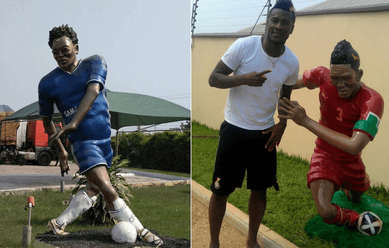 Asamoah Gyan becomes latest footballer to be immortalised with horrifying statue Asamoah Gyan becomes latest footballer to be immortalised with horrifying statue