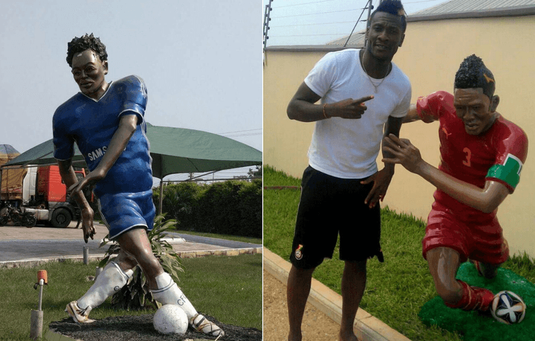 Asamoah Gyan becomes latest footballer to be immortalised with horrifying statue Asamoah Gyan becomes latest footballer to be immortalised with horrifying statue